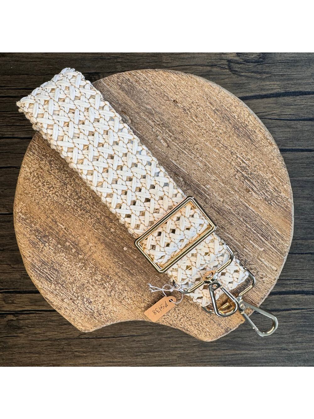 Wide Straw Woven White Purse Strap Crossbody Guitar Strap NEW FAST SHIP